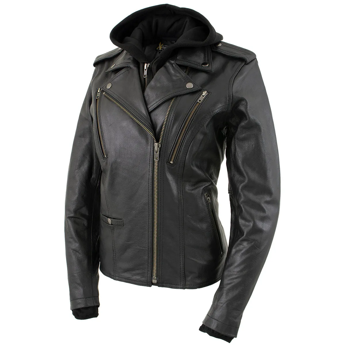 Xelement XS2516 Women's Black ‘Madame’ Hooded and Vented Motorcycle