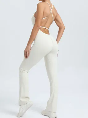 ZASUWA Female Cross Back Flare Scrunch Bum Jumpsuit