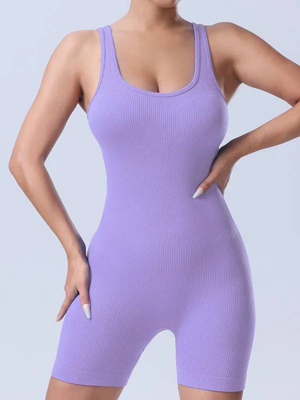 ZASUWA Female Cross Back Scrunch Bum Seamless Short Jumpsuit