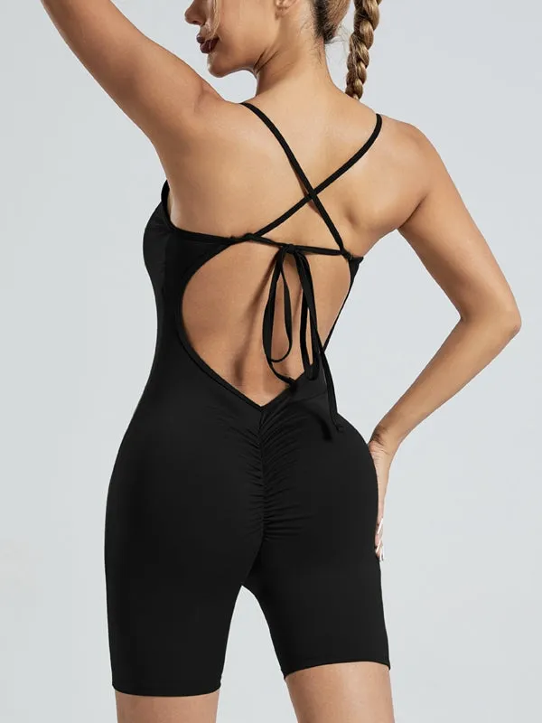 ZASUWA Female Cross Back Scrunch Bum Short Jumpsuit