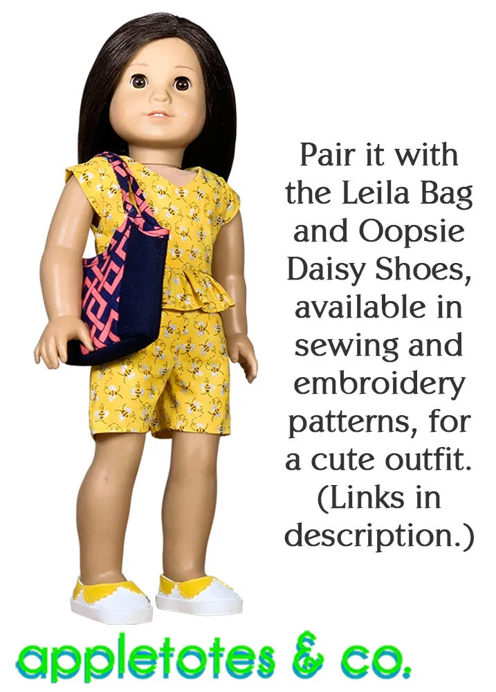 Zoey Skort Romper Sewing Pattern for 18 Inch Dolls