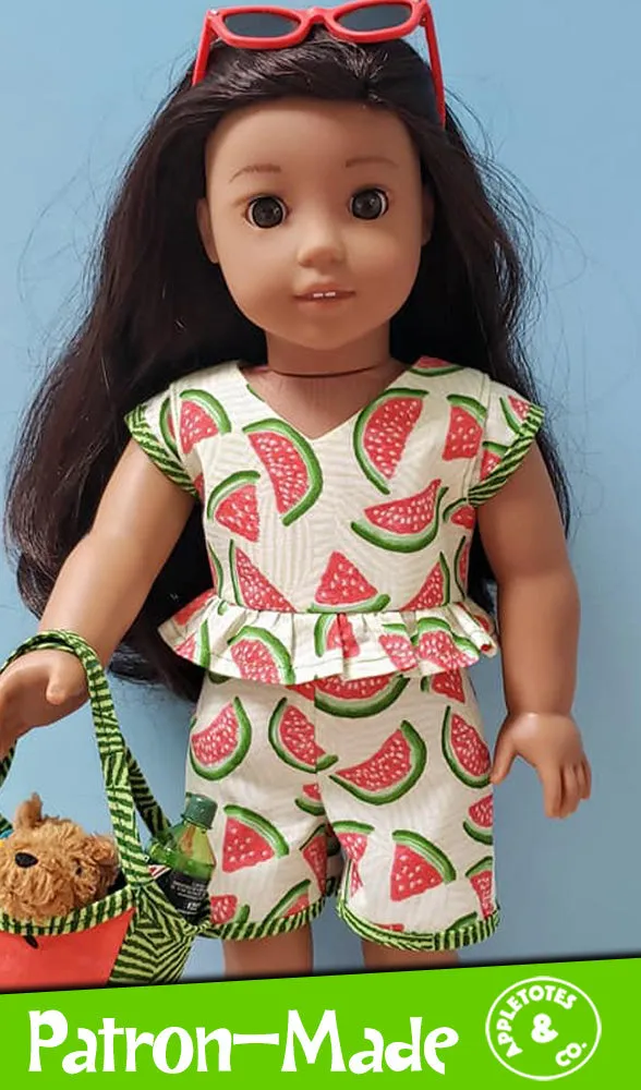 Zoey Skort Romper Sewing Pattern for 18 Inch Dolls