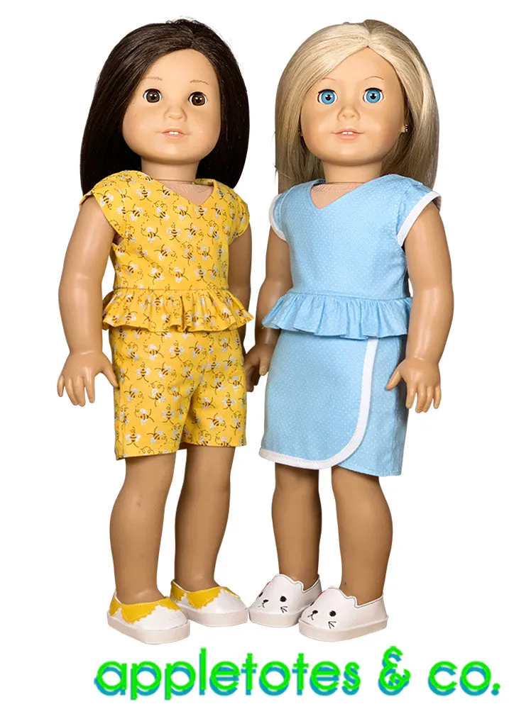 Zoey Skort Romper Sewing Pattern for 18 Inch Dolls